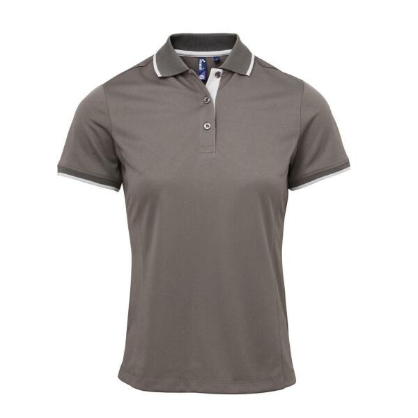 Ladies Contrast Coolchecker® Piqué Polo Shirt, Dark Grey/Silver, XXL, Premier