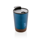 GRS gerecycled PP en roestvrijstalen kurk koffiebeker, blauw