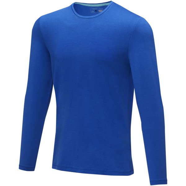Ponoka long sleeve men's GOTS organic t-shirt - Blue - XS