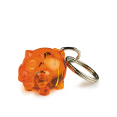 Sleutelhanger mini varken biggetje gerecycled transparant oranje