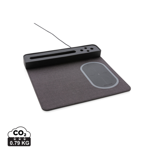 Air mousepad with 5W wireless charging and USB, black