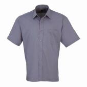 Short Sleeve Poplin Shirt, Steel, 15, Premier