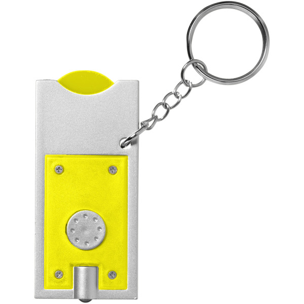 Allegro LED keychain light with coin holder - Yellow/Silver
