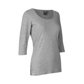 Stretch T-shirt | ¾ sleeved | women - Grey melange, S