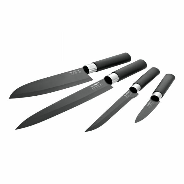 BergHOFF Essentials 4Pc Ceramic Coated Knife Set, Black