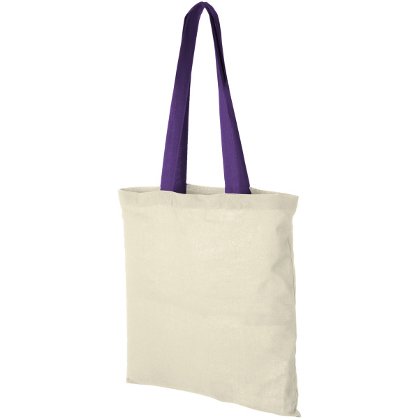 Nevada 100 g/m² cotton tote bag coloured handles 7L - Natural/Lavender