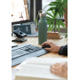 Modern stainless steel bottle with bamboo lid, green
