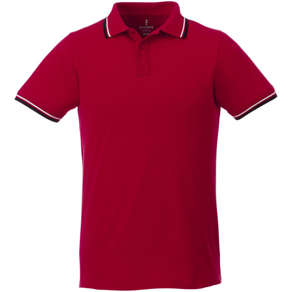 Fairfield short sleeve men's polo with tipping - Red/Navy/White - S
