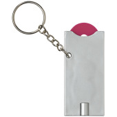 Allegro LED sleutelhanger met munthouder en lampje - Magenta/Zilver