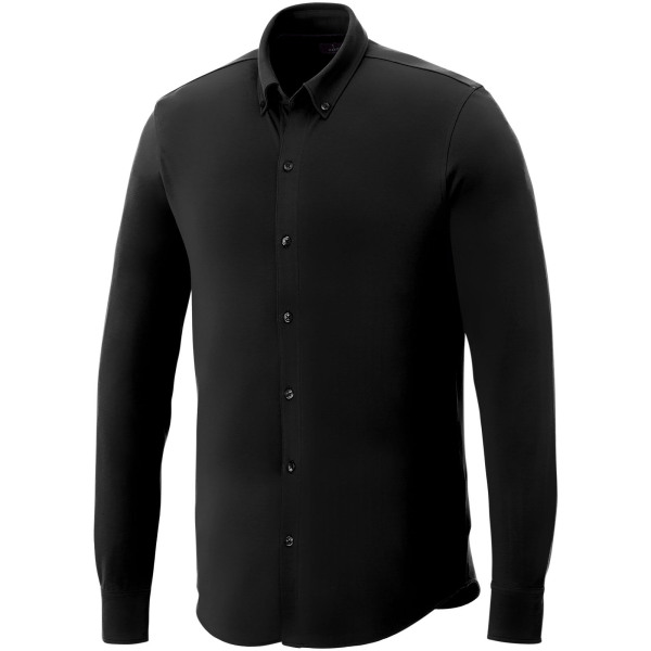 Bigelow long sleeve men's pique shirt - Solid black - XS