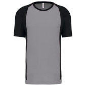 Tweekleurig sport-t-shirt unisex Fine Grey / Black 4XL