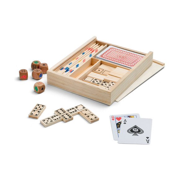 PLAYTIME 4-in-1 spellenset in houten doos