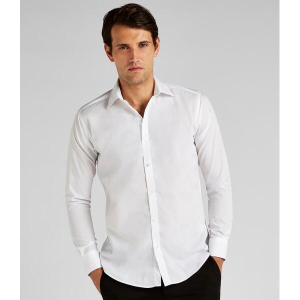Long Sleeve Slim Fit Business Shirt, White, 17, Kustom Kit