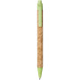 Midar cork and wheat straw ballpoint pen - Natural/Apple green