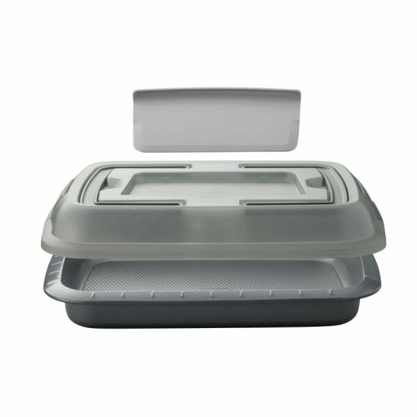 BergHOFF GEM 13" Covered Cake Pan Gray with Carry Lid and Slicing Tool - BergHOFF
