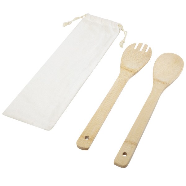 Endiv salladssked och -gaffel av bambu