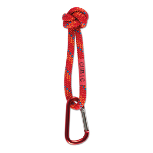 Carabiner with knotted cord