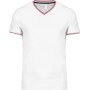 Heren-t-shirt piqué V-hals White / Navy / Red M