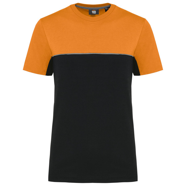 Ecologisch en tweekleurig uniseks T-shirt met korte mouwen Black / Orange XXL