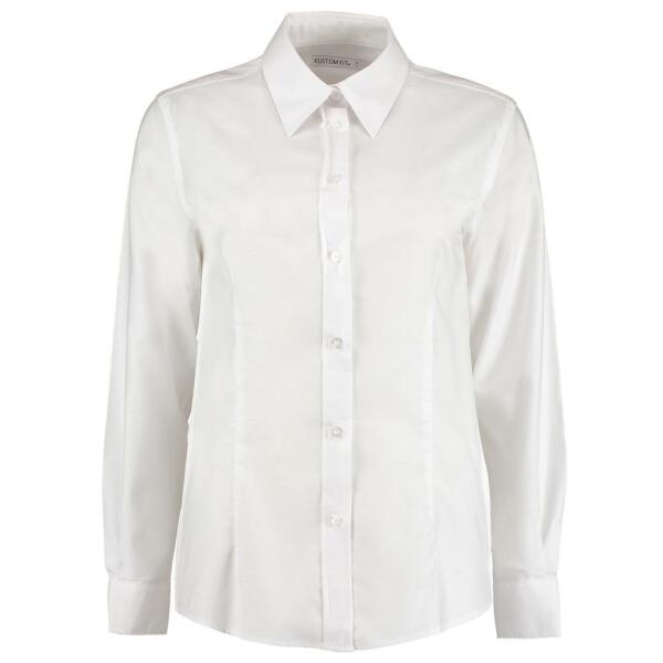 Ladies Long Sleeve Tailored Workwear Oxford Shirt, White, 22, Kustom Kit