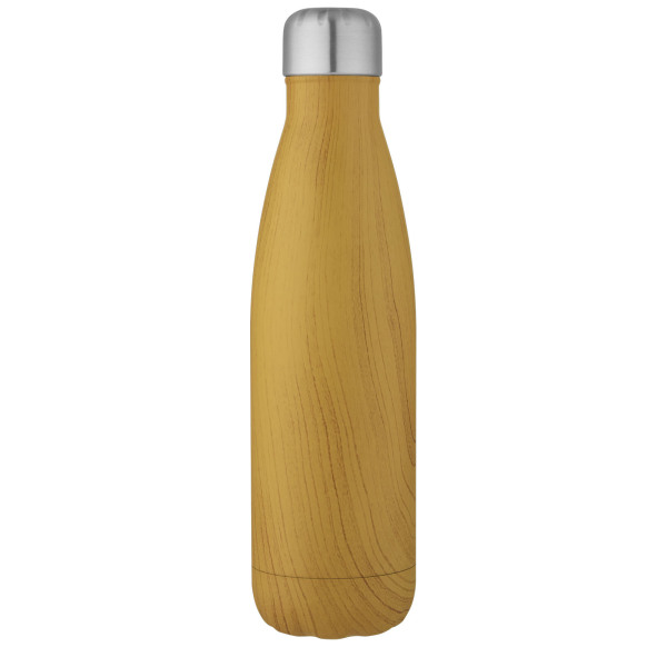 Cove 500 ml vacuum insulated stainless steel bottle with wood print - Heather natural
