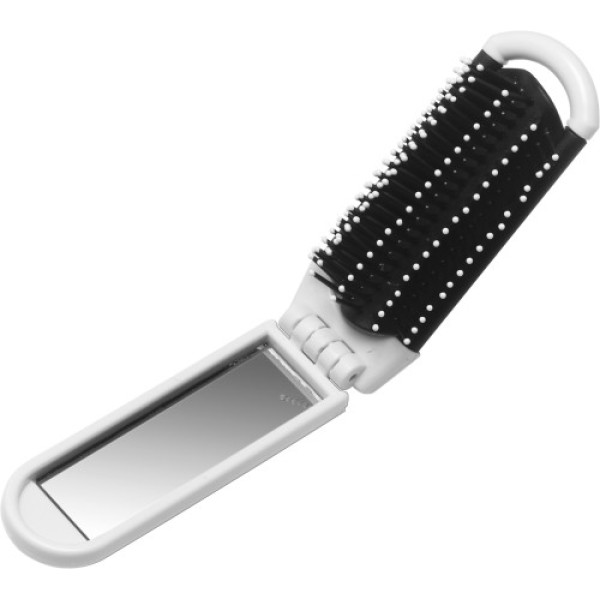 ABS hair brush with mirror white