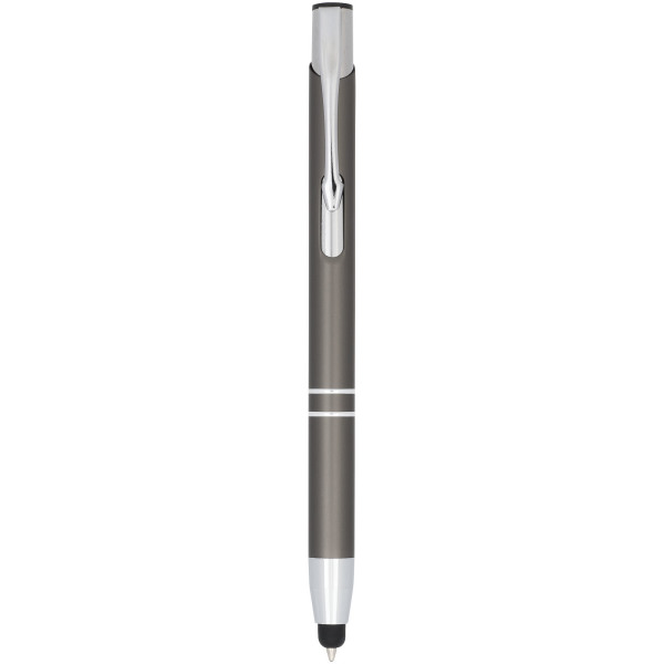 Moneta anodized aluminium click stylus ballpoint pen - Silver/Grey