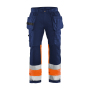 High Vis werkbroek met stretch en gereedschapzakken