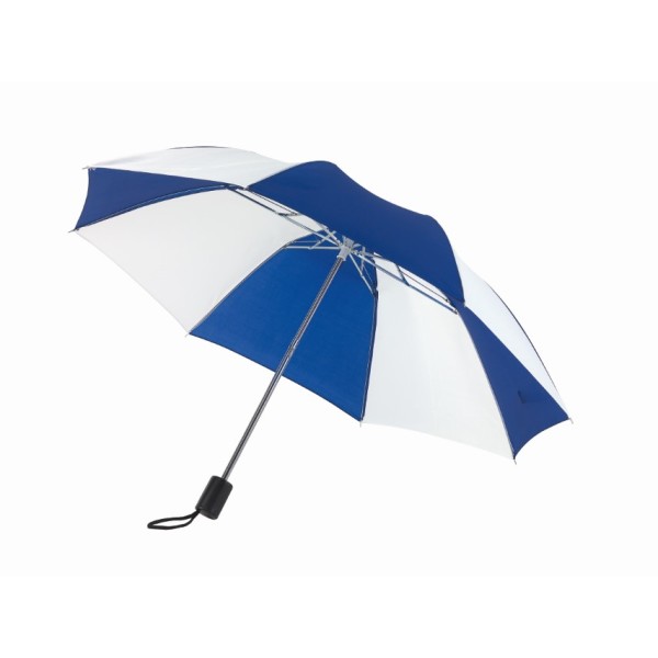 Opvouwbare, uit 2 secties bestaande manueel te openen paraplu REGULAR blauw, wit