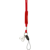 Polyester (300D) keycord met PVC badge rood