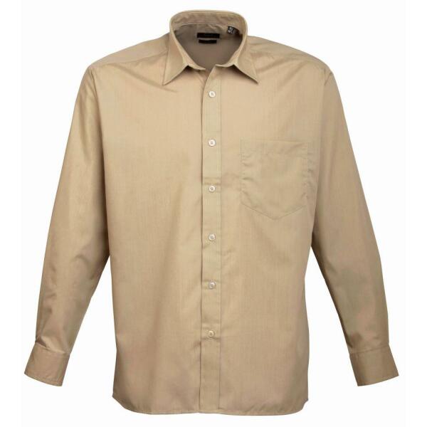 Long Sleeve Poplin Shirt, Khaki, 18.5, Premier