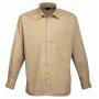 Long Sleeve Poplin Shirt, Khaki, 15, Premier