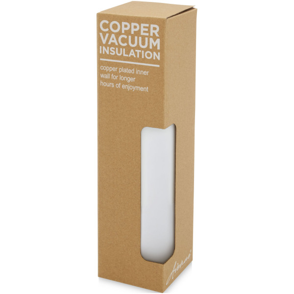 Marka 600 ml copper vacuum insulated bottle with metal loop - White