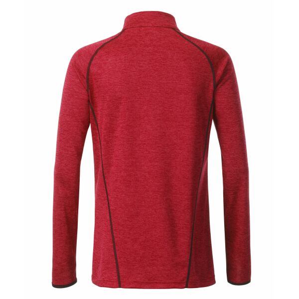 Ladies' Sports Shirt Longsleeve - red-melange/titan - XS