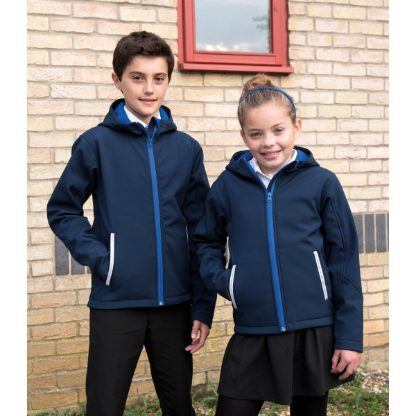Kids Tx Performance Hooded Softshell Jacket Navy / Royal Blue 5/6 ans