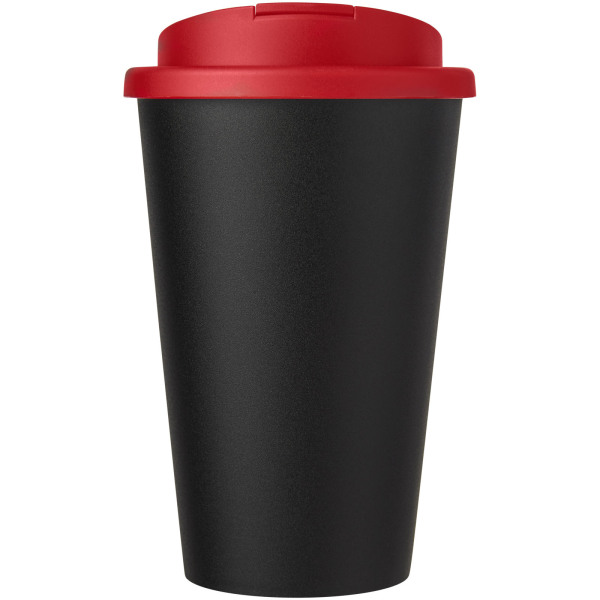 Americano® Eco 350 ml recycled tumbler with spill-proof lid - Red/Solid black
