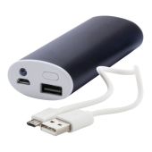 Aluminium Powerbank 4000mAh - Met LED lamp en kabel Aluminium Powerbank 4000mAh - Met LED lamp en kabel