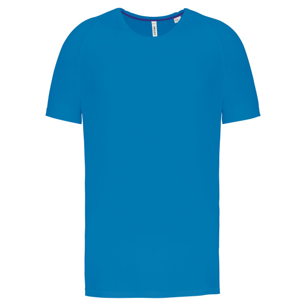 Gerecycled herensport-T-shirt met ronde hals Aqua Blue XS