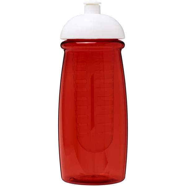 H2O Active® Pulse 600 ml bidon en infuser met koepeldeksel - Transparant rood/Wit