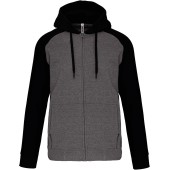 Fleece met rits en tweekleurige capuchon unisex Grey Heather / Black 3XL