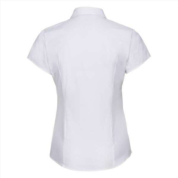 RUS Ladies Shortsleeve Fitted Stretch Shirt, White, XS