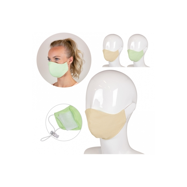 Herbruikbaar gezichtsmasker medisch katoen 3-laags Made in Europe - Licht Groen