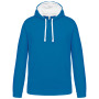 Hooded sweater met gecontrasteerde capuchon Tropical Blue / White 3XL