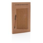 A5 Bamboe notitieboek & pen set, bruin