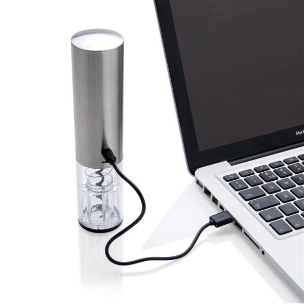 Electronische kurkentrekker - herlaadbaar via USB, grijs