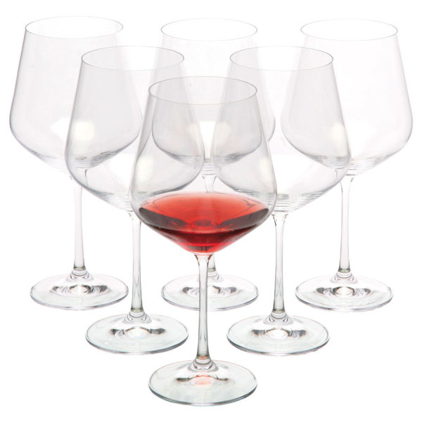 VS WANAKA set van 6 elegante Bohemia Crystal rode wijn glazen 250 ml.