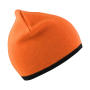Soft Feel Cuffless Reversible Beanie - Bright Orange/Black - One Size