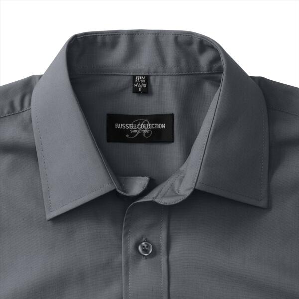 RUS Men SS Clas. Polycot. Poplin Shirt, C. Grey, XL
