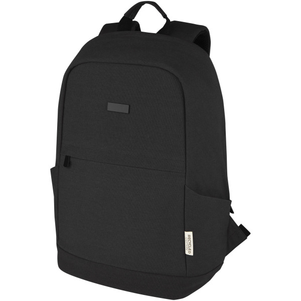 Joey 15.6" GRS recycled canvas anti-theft laptop backpack 18L - Solid black