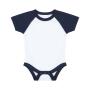Essential Short Sleeve Baby Baseball Bodysuit, White/Navy, 6-12, Larkwood